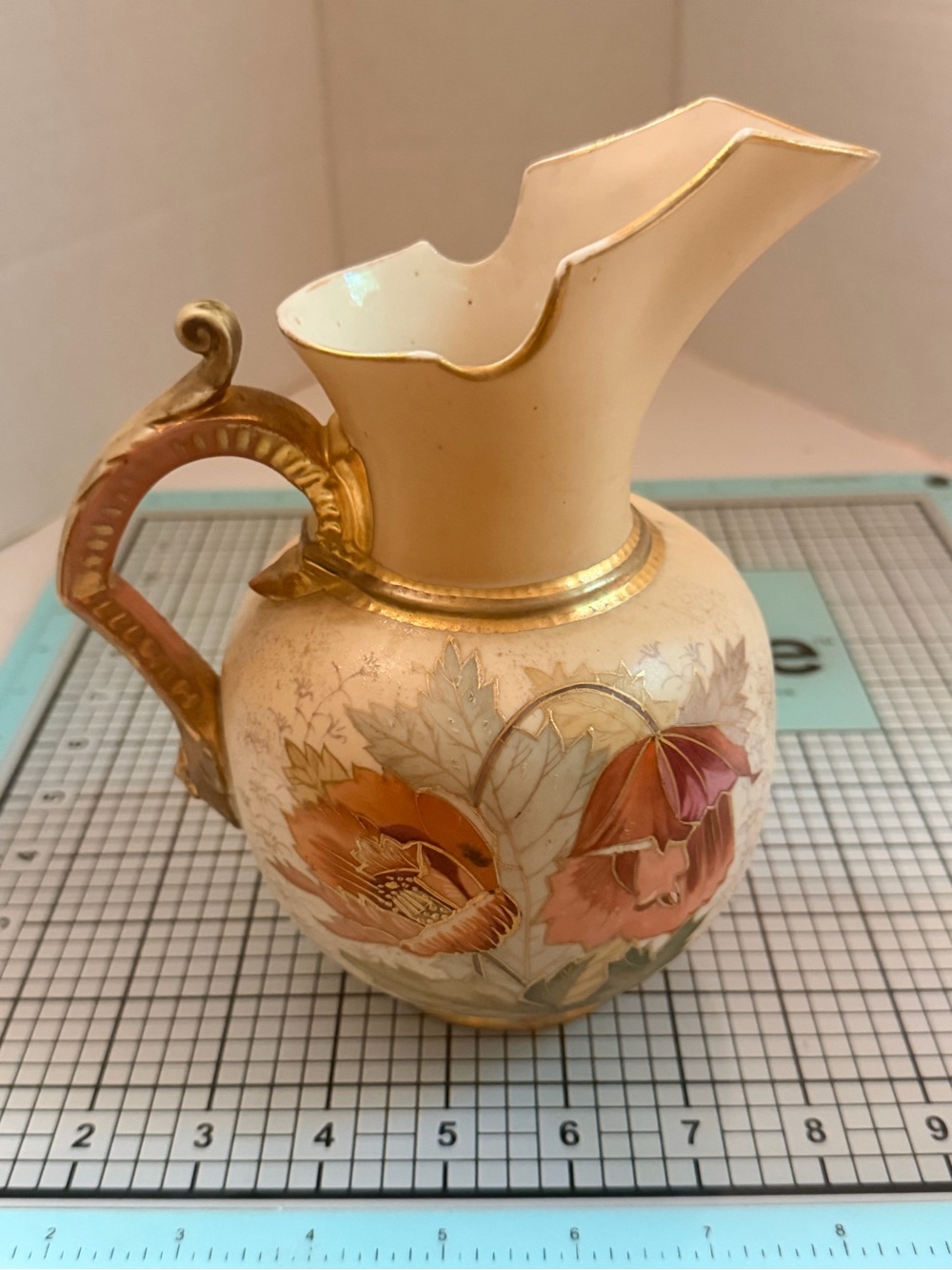 Antique Robert Hanke Australia Porcelain Poppies Pattern Ewer